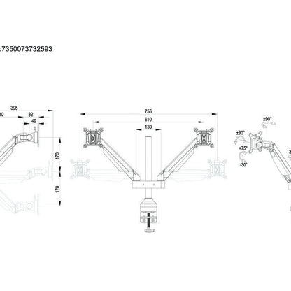 Multibrackets M VESA Gas Lift Arm Dual Black HD