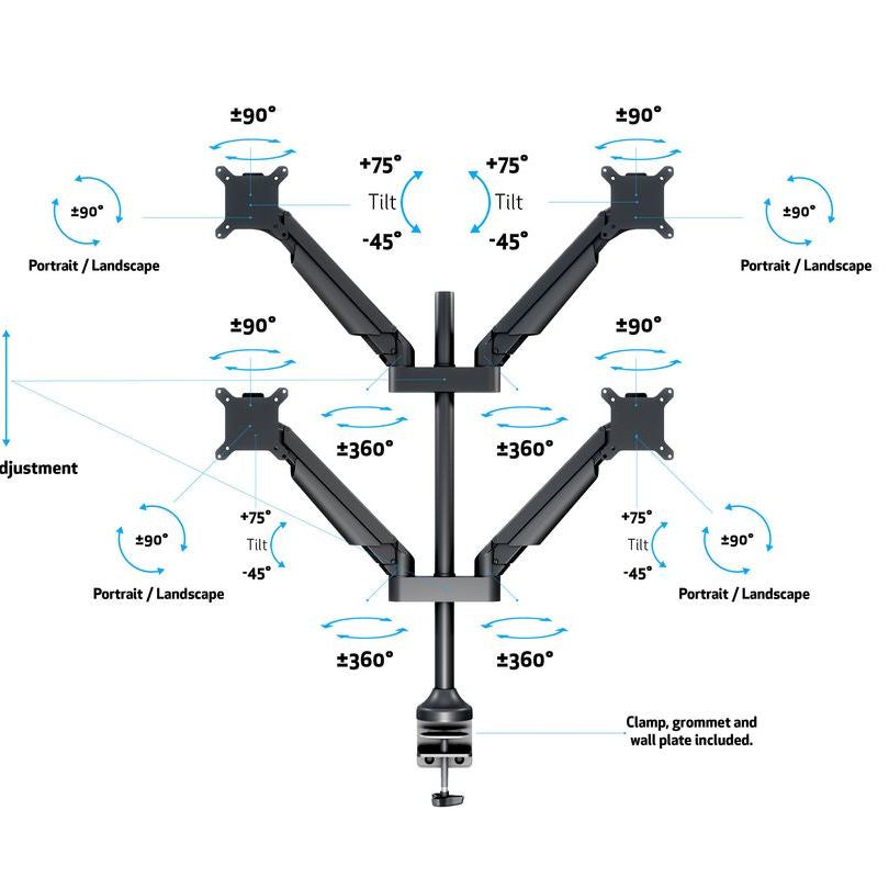 Multibrackets M VESA Gas Lift Arm Quad Black HD