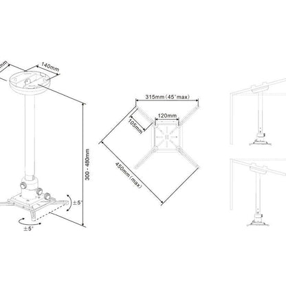Multibrackets M Universal Projector Ceiling Mount 300-480 with Finetune