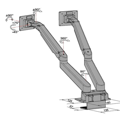 Multibrackets M VESA Gas Lift Arm Dual Side by Side HD Black
