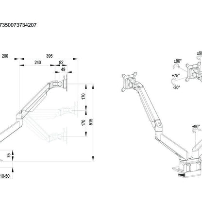 Multibrackets M VESA Gas Lift Arm Dual Side by Side HD Black