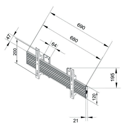 Multibrackets M Wallmount Pro MBSTH1U 600x200 Fixed Black