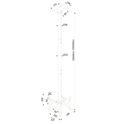 Multibrackets M Public Ceilingmount Small Back to Back White 1500