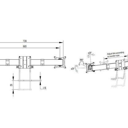 Multibrackets M VESA Gas Lift Arm Single Silver w. Duo Crossbar