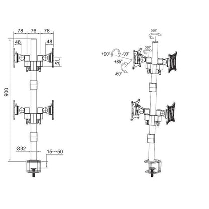 Multibrackets M VESA Deskmount Officeline Quad B2B White