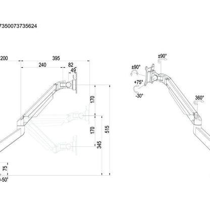 Multibrackets M VESA Gas Lift Arm Single Silver HD