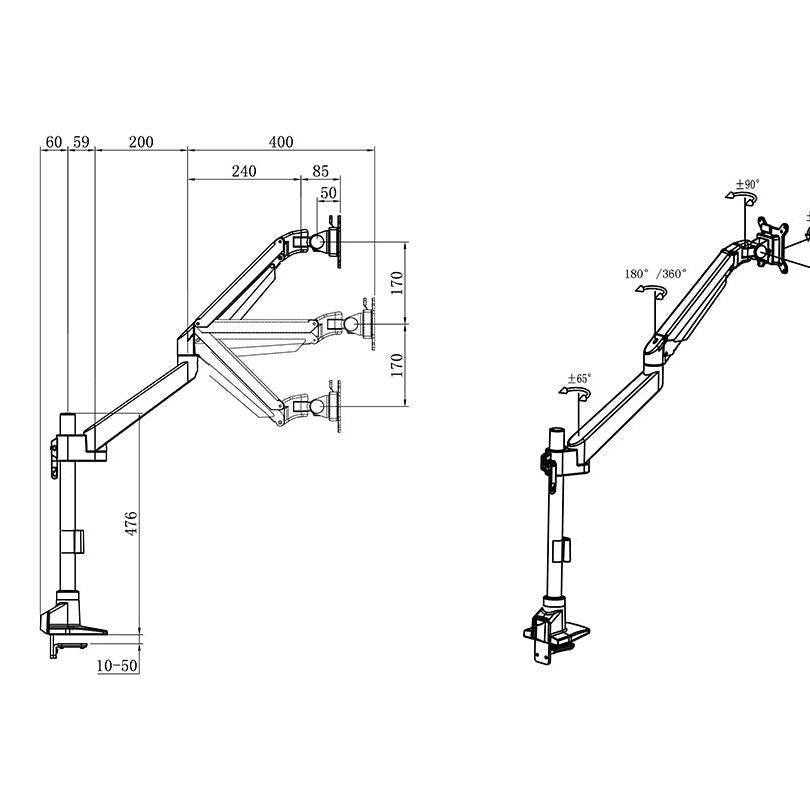 Multibrackets M VESA Gas Lift Arm Single Pole