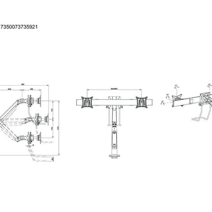Multibrackets M VESA Gas Lift Arm Single Black w. Duo Crossbar