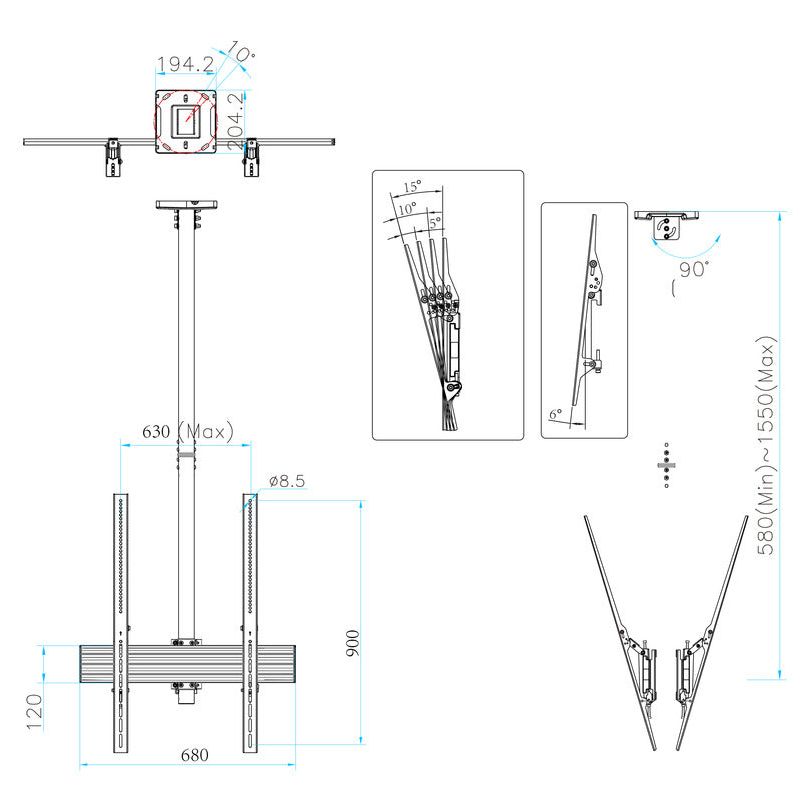 Multibrackets M Ceiling Mount Pro MBC1UX2PHD