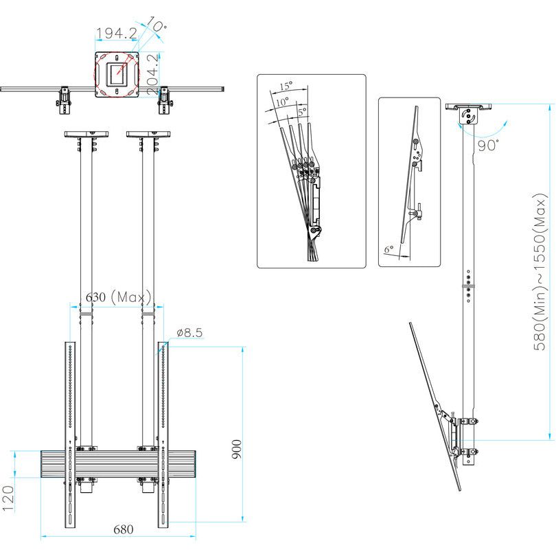 Multibrackets M Ceiling Mount Pro MBC1UX2PSD