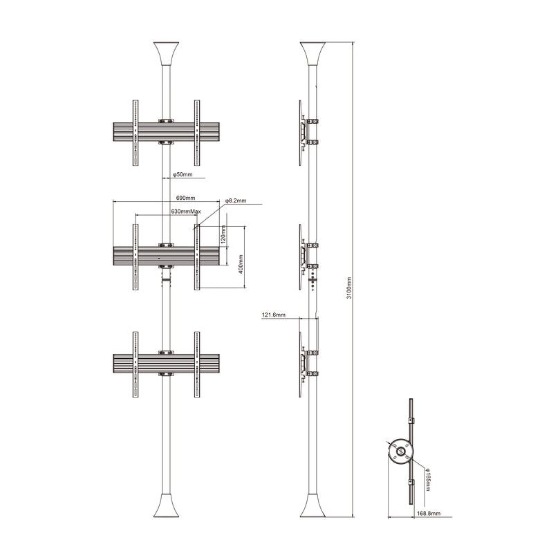 Multibrackets M Floor to Ceiling Mount Pro MBFC3U Chrome
