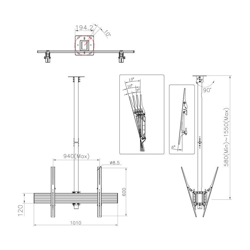 Multibrackets M Ceiling Mount Pro MBC1UX2HD