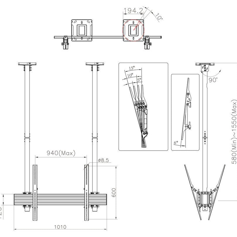 Multibrackets M Ceiling Mount Pro MBC1UX2SD
