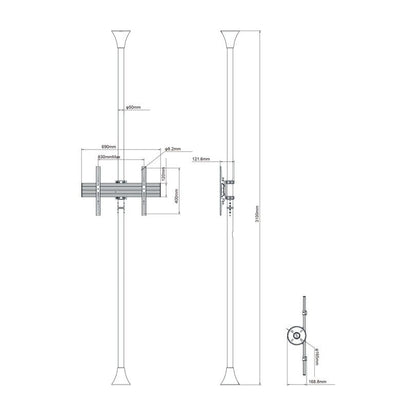Multibrackets M Floor to Ceiling Mount Pro MBFC1U Chrome