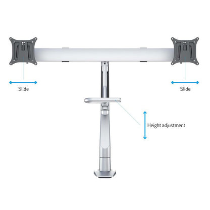 Multibrackets M VESA Gas Lift Arm w. Duo Crossbar 2 Silver