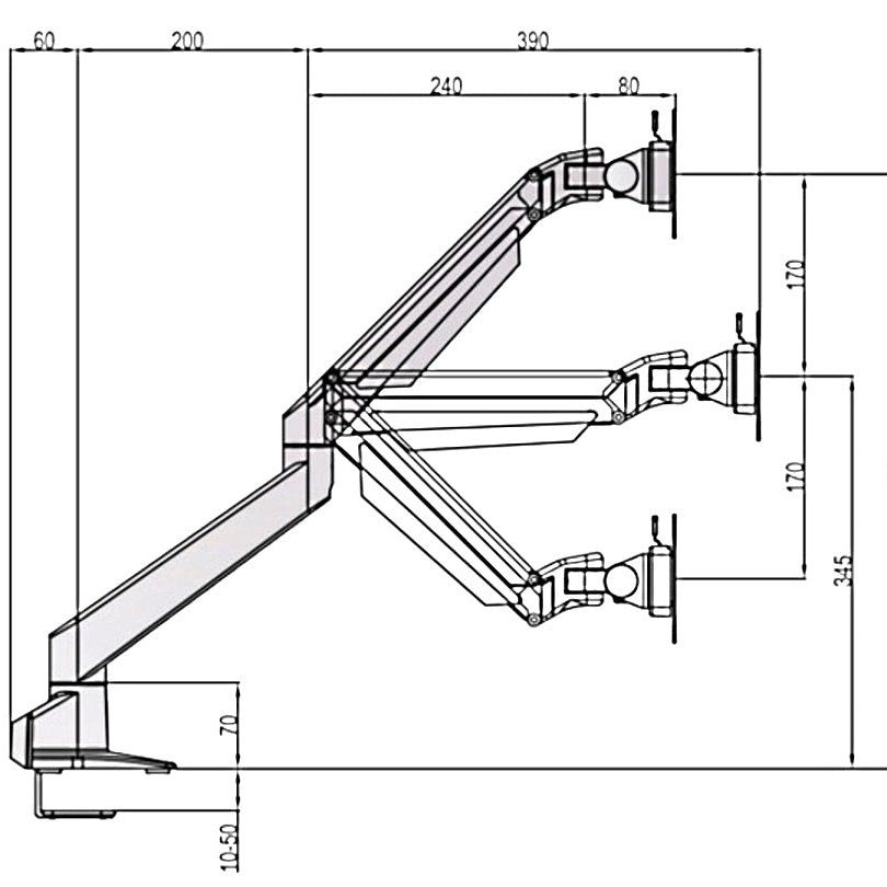 Multibrackets M VESA Gas Lift Arm w. Duo Crossbar 2 Silver
