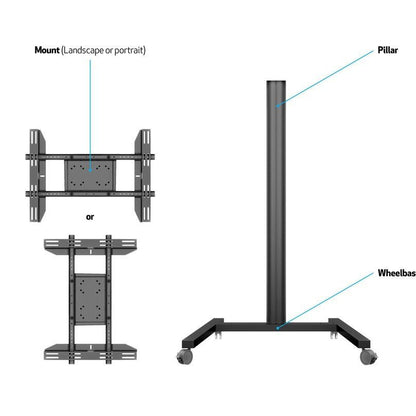 Multibrackets M Display Stand 180 Entry Level 180cm Trolley AV Cart Black