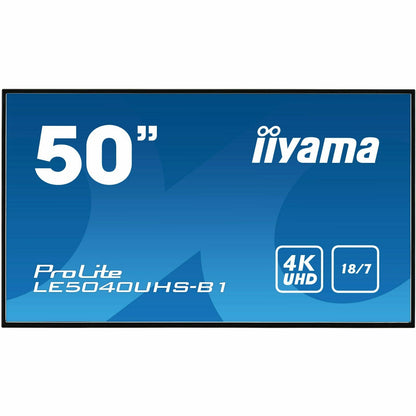 iiyama ProLite LE5040UHS-B1 50" Professional Digital Signage display with a 18/7 operating time and a 4K UHD resolution