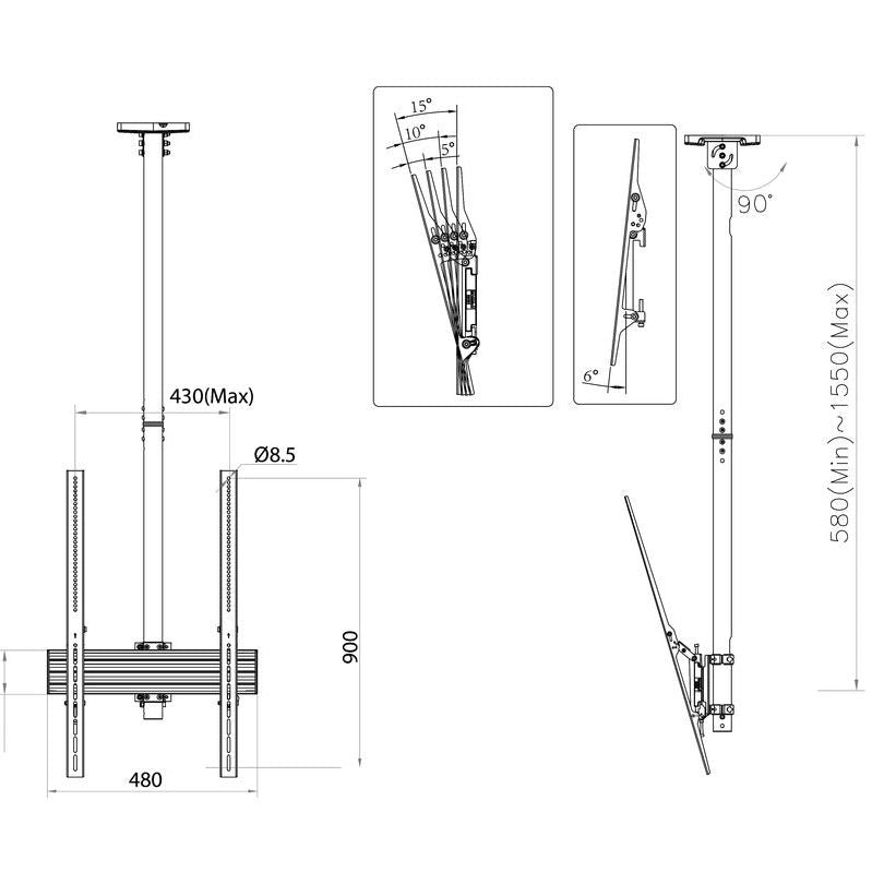 Multibrackets M Ceiling Mount Pro MBC1UP 400x900