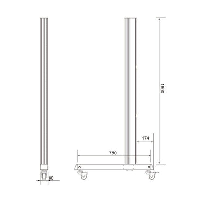 Multibrackets M Pro Series - Wheelbase 180cm Pro inc castors