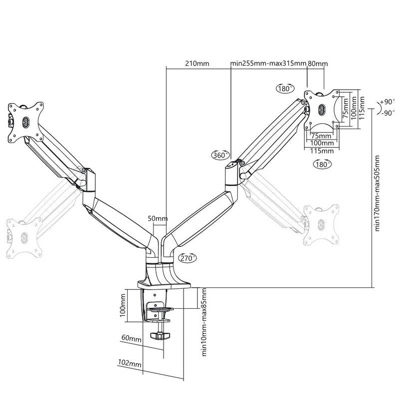 Multibrackets M Deskmount Gas Spring Dual White