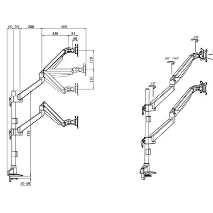 Multibrackets M VESA Gas Lift Arm Dual Stacked Pole
