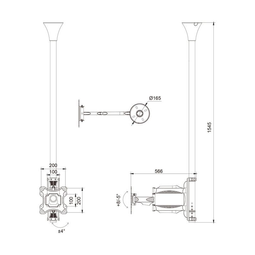Multibrackets M Ceiling Mount Pro MBC1F, VESA 200