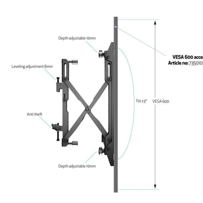 Multibrackets M Wallmount Pro MBW3x3UP Push In Pop Out Black