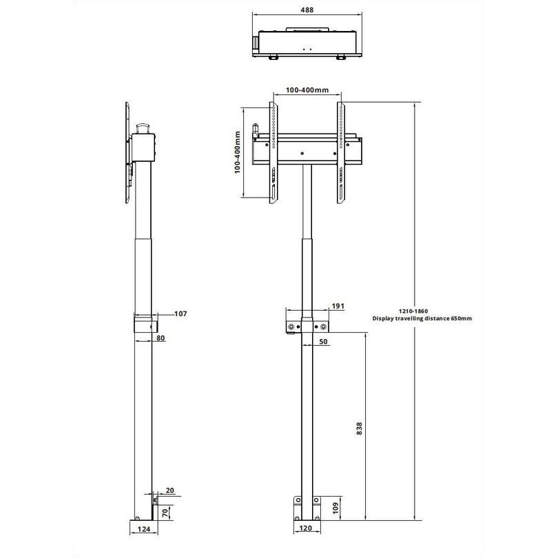Multibrackets M Motorized Floormount 60kg Black