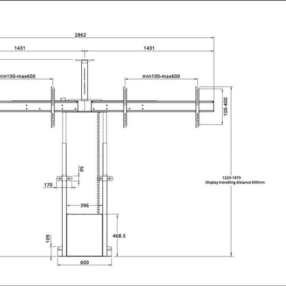 Multibrackets M Motorized Floormount Dual Screen incl cabinet & cam-shelf 120kg