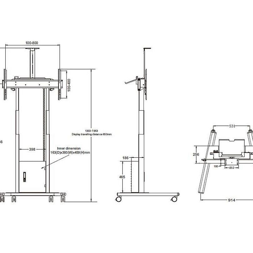 Multibrackets M Motorized Floorstand Flip 2 incl cabinet & camerashelf 120kg White
