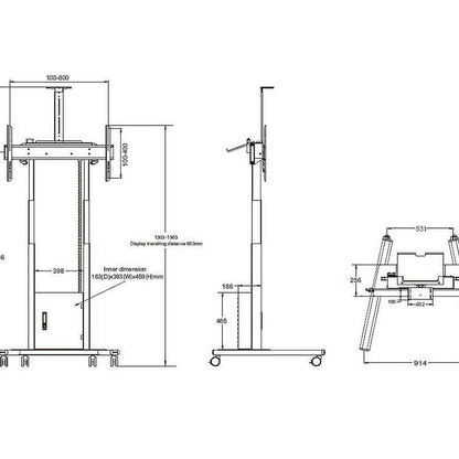Multibrackets M Motorized Floorstand Flip 2 incl cabinet & camerashelf 120kg White