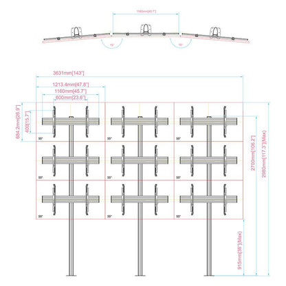 Multibrackets M Pro Series - Video Wall Floormount MBFMC3x3U