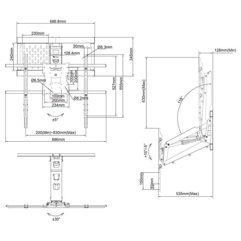 Multibrackets M Motorized Pull Down Full Motion Flexarm 42"-80"