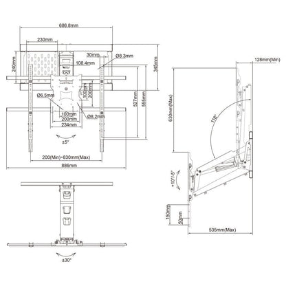 Multibrackets M Motorized Pull Down Full Motion Flexarm 42"-80"