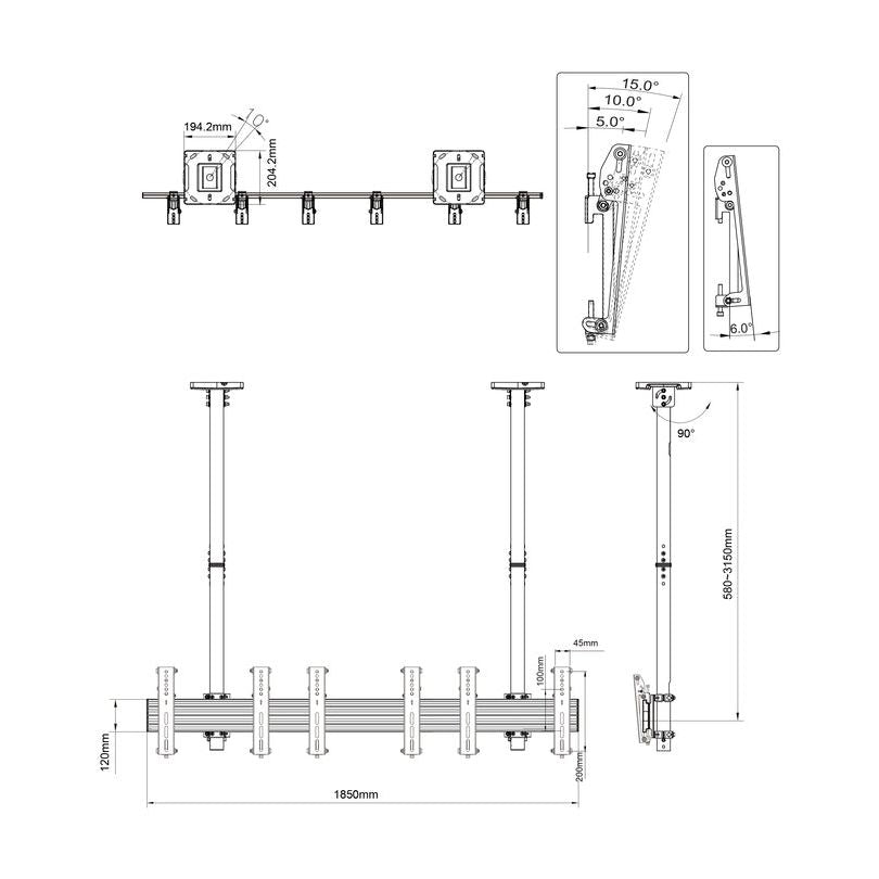 Multibrackets M Ceiling Mount Pro MBC3X1U, VESA 200