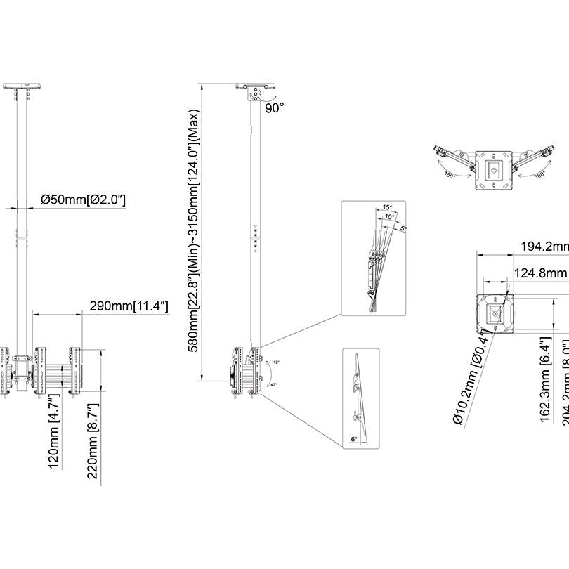 Multibrackets M Ceiling Mount Pro MBC2UPV 50/100/200