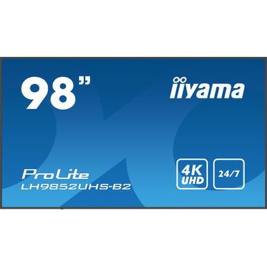 iiyama LH9852UHS-B2 Signage Display Digital signage flat panel 2.48 m (97.5") LED 500 cd/m² 4K Ultra HD Black Built-in processor Android 8.0 24/7