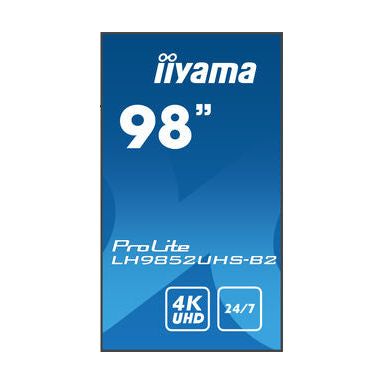 iiyama LH9852UHS-B2 Signage Display Digital signage flat panel 2.48 m (97.5") LED 500 cd/m² 4K Ultra HD Black Built-in processor Android 8.0 24/7