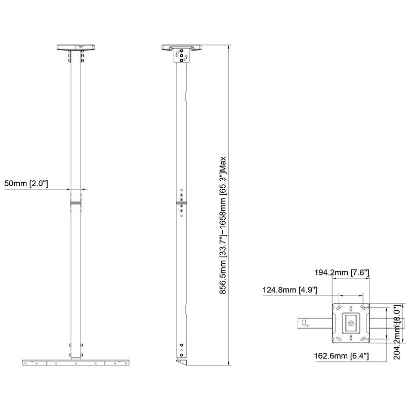 Multibrackets M Pro Series - Enclosure Ceiling Kit 49-65"Black