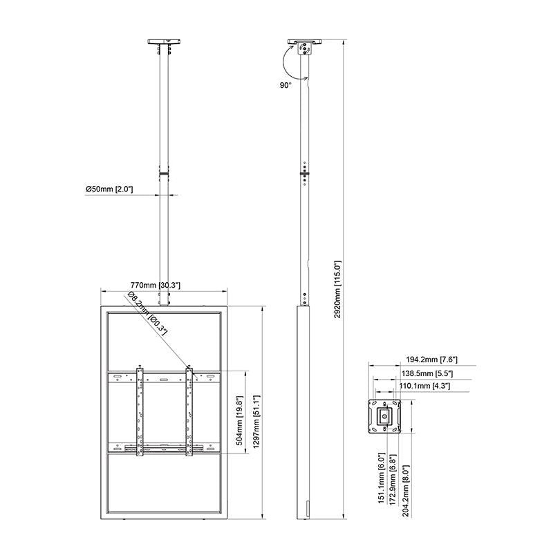 Multibrackets M Pro Series - Enclosure 55" Ceiling Medium White