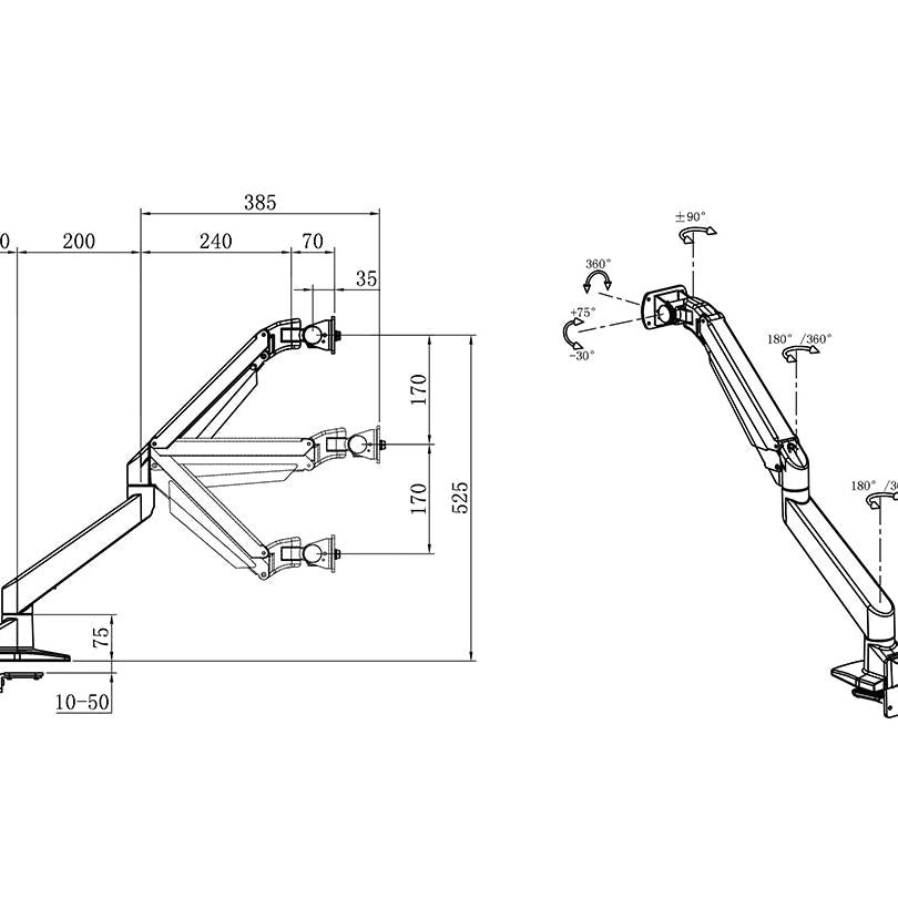 Multibrackets M Gaslift Arm Samsung G9 Single Black
