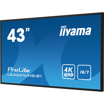 iiyama LE4341UHS-B1 Signage Display Digital signage flat panel 108 cm (42.5") LCD 350 cd/m² 4K Ultra HD Black 18/7
