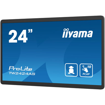 iiyama TW2424AS-B1 Signage Display Digital signage flat panel 60.5 cm (23.8") Wi-Fi 250 cd/m² 4K Ultra HD Black Touchscreen Built-in processor Android 24/7