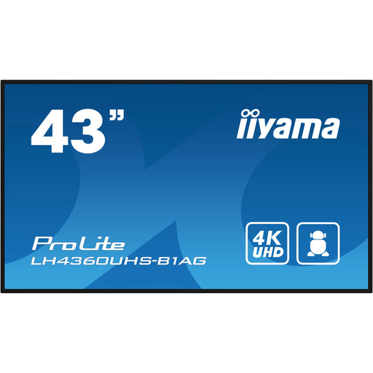 iiyama ProLite LH4360UHS-B1AG 43" 4K UHD professional digital signage display with advanced control and connectivity options