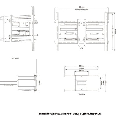 Multibrackets M Universal Flexarm Pro 125kg Super Duty Plus