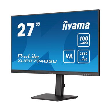iiyama ProLite XUB2794QSU-B6 27" 2560 x 1440 pixels WQHD LCD Display with Height Adjust Stand