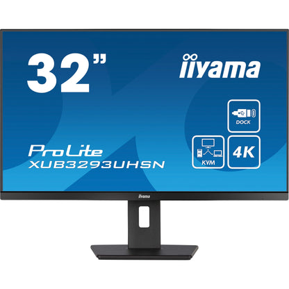 iiyama ProLite XUB3293UHSN-B5 32" 3840 x 2160 pixels 4K UHD IPS Display with USB-C Dock & RJ45 (LAN)