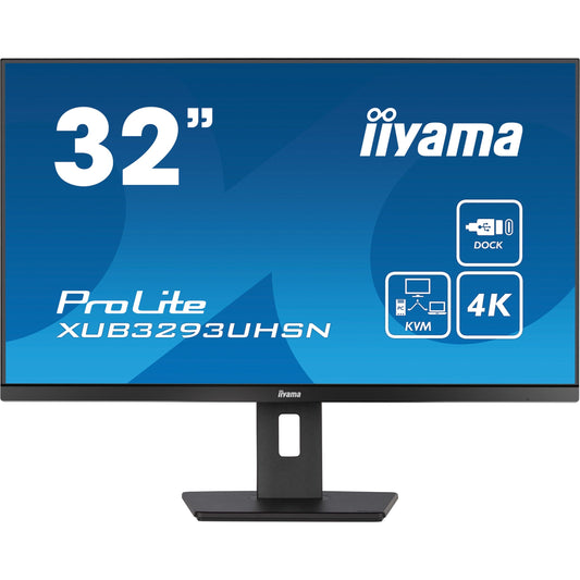 iiyama ProLite XUB3293UHSN-B5 32" 3840 x 2160 pixels 4K UHD IPS Display with USB-C Dock & RJ45 (LAN)